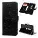 Produktbild Edauto Sony Xperia XZ3 Hülle Leder Case Schutzhülle Wallet Flipcase Lotus Schmetterling PU Handyhülle Handytasche Schale Geldbörse Karteneinschub Magnetverschluß Ständer Klapptasche Tasche Schwarz