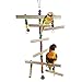 Produktbild QWhing Kletterleiter aus Holz für Den Käfig Sitzstange Spielzeug für Vögel Papageien Wellensittiche Sittiche (bunt)