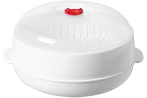 Ciieeo Microwave Steamer with Lid, Round Plastic Steamer for Quick Cooking for Vegetables Rice and More, 9.84X9.84X5.51 in