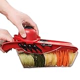 ★ 5-IN-1-SCHNEIDER: Dieser handgehaltene Mandolinen-Gemüseschneider besteht aus rostfreiem Stahl der Lebensmittelklasse 402 und BPA-freiem ABS-Kunststoff. Es bietet alle Funktionen der Küche, eine Vielzahl von Gemüse, Schnittkäse, geschnittenen Kartoffeln und geschnittenem Obst sowie Salatgemüse und Kartoffelpüree.