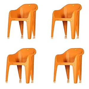 Arofur Baby Plastic Orange Chair Modern and Comfortable with Backrest for Study | Play | Desk | Kids with Arms for Home/School/Dining for 2 to 6 Years Age Plastic Chair (4, Orange)