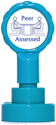 Peer Assessed Self Inking Rubber Stamp - Ideal For School Teachers - Blue Ink
