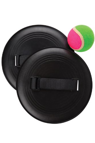 Mountain Warehouse Catch Ball Set Outdoor Garden Game Summer Holiday Fun Hook & Loop Dics lightweight Black