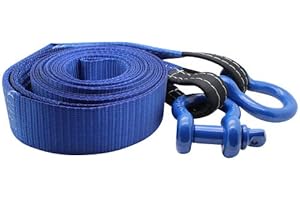 Diversity Wrap 7T Tow Strap Heavy Duty Tow Rope Towing Pull Strap Recovery Winch 4x4 Offroad With 2x Shackles Blue (12m (39.37ft))