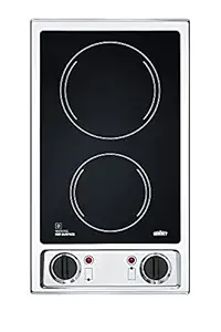 Summit CR2B120: 2-Burner 120V Electric cooktop with Smooth Black Ceramic Glass Surface