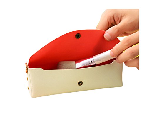 SAMGU Bleistift Kasten Bleistift Beutel Feder Tasche PU-Leder – Weiß - 2
