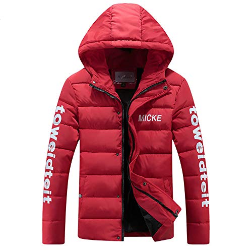 MEIbax Chaqueta De Invierno Hombre Chaqueta de Pluma Abrigo Sudadera con Capucha de Invierno para Hombre Alfabético Estampado con Cremallera Abrigo de algodón Engrosado