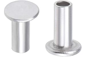 sourcing map 100 uds M3 x 7 mm Remaches semitubulares en tono plateado de Aluminio de Cabeza plana