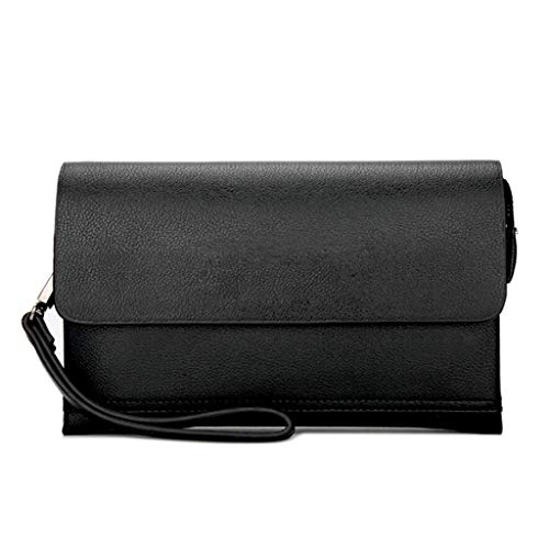 Preisvergleich Produktbild Attributes Herren Leder Business Clutch Bag Handtasche Aufbewahrungstasche Telefon Scheckheft Brieftasche Kartenetui,Black