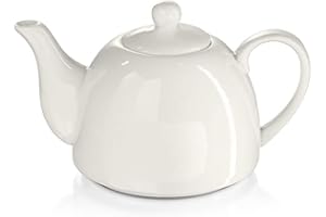 FORGAST Modermo Teiera in Porcellana 300 ml, linea Primo, per Servizio da Tè, Antigoccia, Teapot, per Cucina, Bar, Casa, Hotel, Ristorante, Linea Resistente e Durevole, Bianca