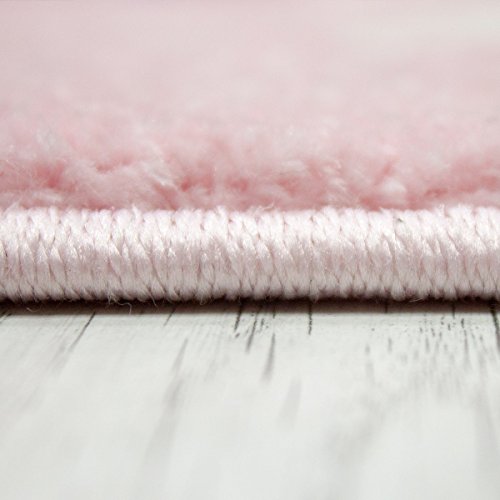 Moderner Kinder Teppich handgeschnittene Konturen Sterne Blumen Schmetterlinge Farbe Pink Lila – VIMODA; Maße: 160×230 cm - 4