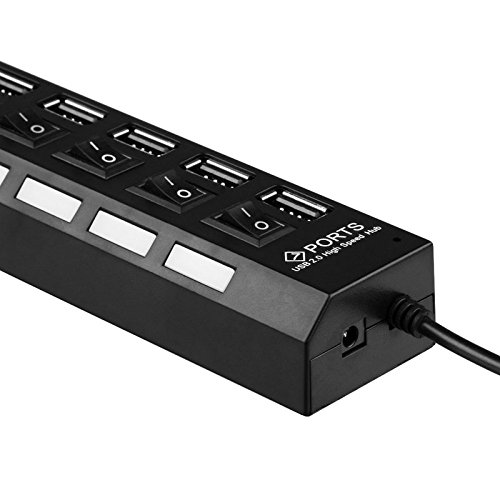 NEU Schwarz 7 Port On/Off Schalter Switch USB Hub Verteiler - 3