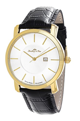 Lindberg & Sons Herren-Armbanduhr Quarz Schweizer Werk Analog Leder Schwarz - LSSM81