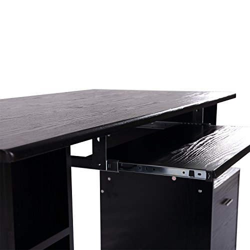 Homcom Bureau pour Ordinateur Table Meuble pc Informatique en MDF Noir