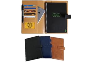 Thegreen Hartschalen-Schutzhülle für das Rocketbook Everlast Executive, Briefgröße, Lederstoff, Stiftschlaufenhalter, Handyfach, passend für A4-A5, Magnetband (Marineblau, Executive-Größe)