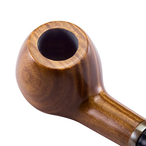 A.P. Donovan – Holz-Tabak-Pfeifen-Set handgemacht (mit Edelstahl Pfeifen-Ständer & Tabak-Stopfer / Besteck) – für 9mm Filter – Guajakholz – Votan - 4