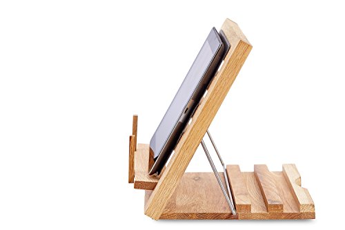 Andrew James Zusammenklappbarer, Einstellbarer Kochbuchhalter/ Tablet- und Kochbuchständer aus massivem Eichenholz - 8