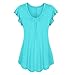 Produktbild Frauen-Feste Reihen-Falten gekräuselte Geraffte Oansatz-Kurzarm-unregelmäßige T-Shirt Tops Basic V-Ausschnitt Kurzarm T-Shirt Falten Tops Sommer T-Shirt/Oberteile Kurzarm - Damen BlauM