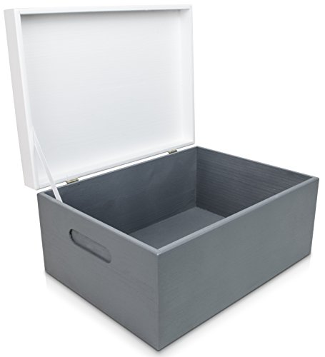 Universal Holzkiste mit Deckel für Aufbewahrung - Kiefer Zweifarbig Lackiert - ca. 33 x 24 x 16 cm - Venkon ®