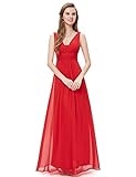 Mit Futter, ohne Dehnung. Ever Pretty Damen Chiffon V-Ausschnitt Lang Abendkleider Abschlussball Kleider Größe 40 Rot
