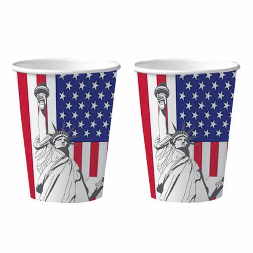 Trinkbecher: Pappbecher, Amerika-Design, 200 ml, 10er-Pack