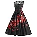 Produktbild feiXIANG  Bekleidung Frauen Spitze Patchwork Schmetterling Print Party Abend Prom Swing Dress Damen Große Größe Spitzen Clubwear ärmellos Bedrucktes Kleid Kleider Abendkleid (XXXXL, Schwarz)