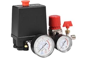 MUMUSUKI Regulador de la válvula de control del interruptor de presión del compresor de aire con medidores para una reducción rápida de la presión 0.05-1.2Mpa 3000L / min