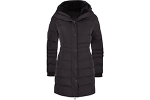 Spindle Womens Designer Winter Lined Parka Quilted Coat Fur Collar Hooded Long Ladies Womens Jacket