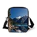 Produktbild Landscape,Mountain Countryside Winter Time Lake Mountain Forest View Photo,Blue White Dark Brown Green Print Kids Crossbody Messenger Bag Purse