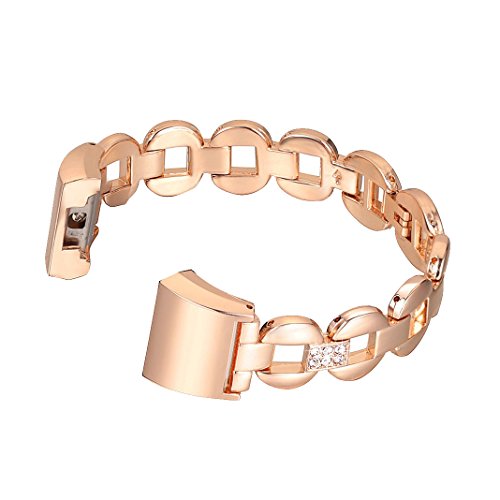 Für Fitbit Charge 2 Armband Rosa Schleife® Smart Watch Band Edelstahl Glitter armbänder Wrist Strap Uhrenarmband mit Metallschließe und Schnalle Ersatzarmband Replacement Wristband für Fitbit Charge 2 Smart Fitness Watch Zur Herzfrequenz und Fitnessaufzeichnung - 2