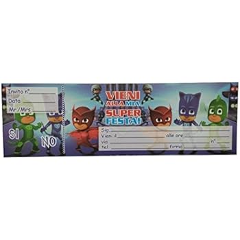 Pj Masks Blocchetto Inviti Feste Compleanno Party Bambini