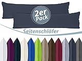 Doppelpack zum Sparpreis! Baumwoll-Jersey-Kissenbezüge in der Größe 40 x 145 cm für Seitenschläfer- und Stillkissen - erhältlich in 10 Farben, 40 x 145 cm, silber