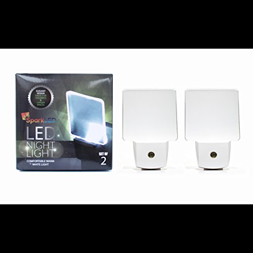 Packung mit 2 LED Nachtlicht | Enthält Dämmerung zum Dämmerungssensor, um Energie zu verringern (weiß) | LED-Wandlampe für einen Kinderzimmer Kinderzimmer | Energieklasse A+++ - 2