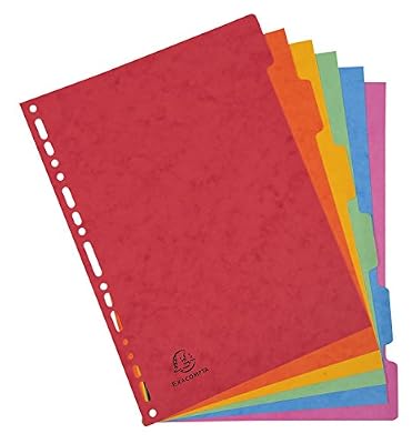 Exacompta - Réf. 89H - Paquet de 6 Intercalaires à Onglets Plastifiés Couleurs - Format A4 - Carte Lustrée 400g/m² - Couleurs Assorties