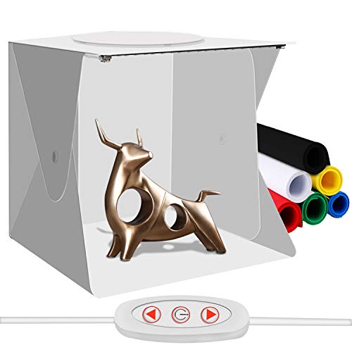 Mini Caja de Estudio fotográfico portátil WANXIAN, pequeña luz de fotografía Plegable, Tiras de LED de Brillo Ajustable y Fondos de 6 Colores