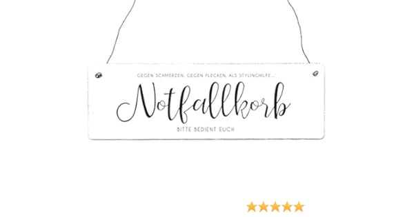 Interluxe Holzschild Shabby Notfallkorb Hochzeit Gäste Hinweis Aufforderung Party Feier