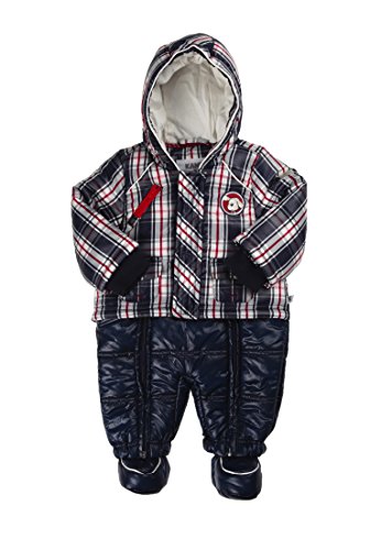 Kanz Baby Boys 0-24m Schneeanzug M. Kapuze Checkered Long Sleeve Snowsuit, Multicoloured (Y/D Check|Multicolored 0002), 0-3 Months (Manufacturer size: 56)