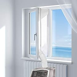 HOOMEE 300CM Tissu De Calfeutrage De Fenêtres pour Climatiseur Portatif Et Sèche-Linge - Fonctionne avec Toutes Les Unités De Climatisation Mobiles, Installation Facile