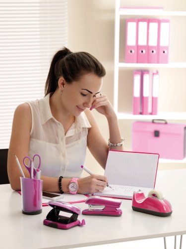 Rexel JOY 2104022 - Grapadora de media carga  capacidad para 20 hojas  14 x 6 5 x 4 cm  color rosa