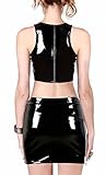Awake Frauen-PVC ärmel Rave Crop Tank Top Faltenröcke Sets - 