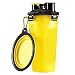 Produktbild Haustier Trinkflasche und Zusammenklappbar Schüssel 2 in 1 Tragbar Hund Wasserflasche mit Faltbar Fressnäpfe Hundenapf Reisenapf für Haustier Hund Katzen Outdoor Reise Unterwegs Camping, Spaziergang, Training, Gelb