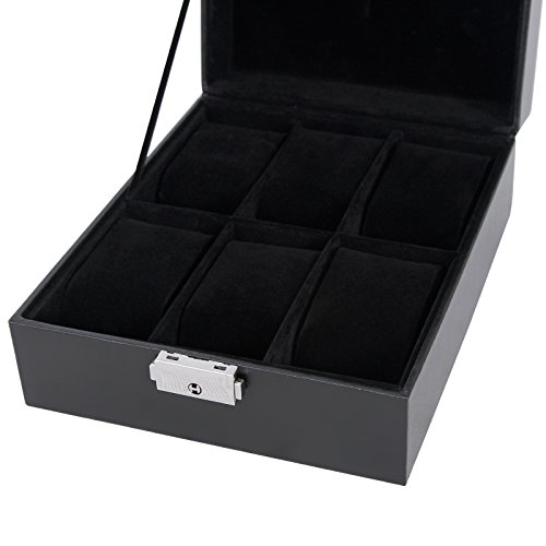 Songmics Uhrenkoffer für 6 Uhren Schwarz JWB06B - 2