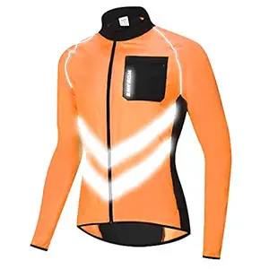 Fansport Cycling Jacket Splash Proof Reflective Portable Cycling Windbreaker Bike Jacket for Sport