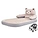 Produktbild HOMCA Kinder aufblasbare Matratze Abnehmbare Rückenlehne Weiches PVC Beflockung Cartoon Air Bett mit Pumpe für Camping Reise (Grau)