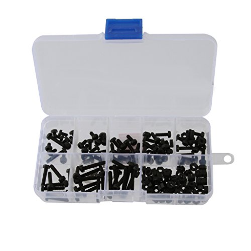 M3 Nylon Schraubenmutter Scheibe Sortiment Satz Sechskantschrauben Pattsituation Box - Schwarz, 160pcs