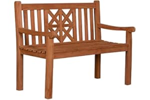 Mr. Deko Ławka ogrodowa Sailor Teak, 120 cm, ławka ogrodowa z drewna tekowego, odporna na warunki atmosferyczne i masywna, ławka do siedzenia do ogrodu i na balkon, drewniana ławka z podłokietnikiem i oparciem