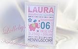 Namensbild – Baby – Kind – Personalisiert – Geburtsgeschenk – Türschild – inkl. Rahmen – Mädchen u. Junge, Taufe, Geschenk - 3