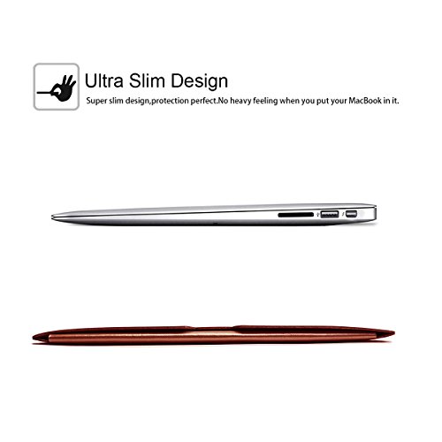 WALNEW Schlanke Leder New MacBook Air 12 Zoll Hülle, MacBook Schutzhülle, Hülle, Case, Cover, New MacBook Air 12 Zoll Hülle mit Handgriff, geschütztes Inneres und externes Mousepad - 5