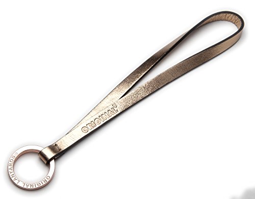 Original Lanyards® Portachiavi con cordino in vera pelle in versione lunga o corta - (Prodotto in Portogallo), Bronze - kurz