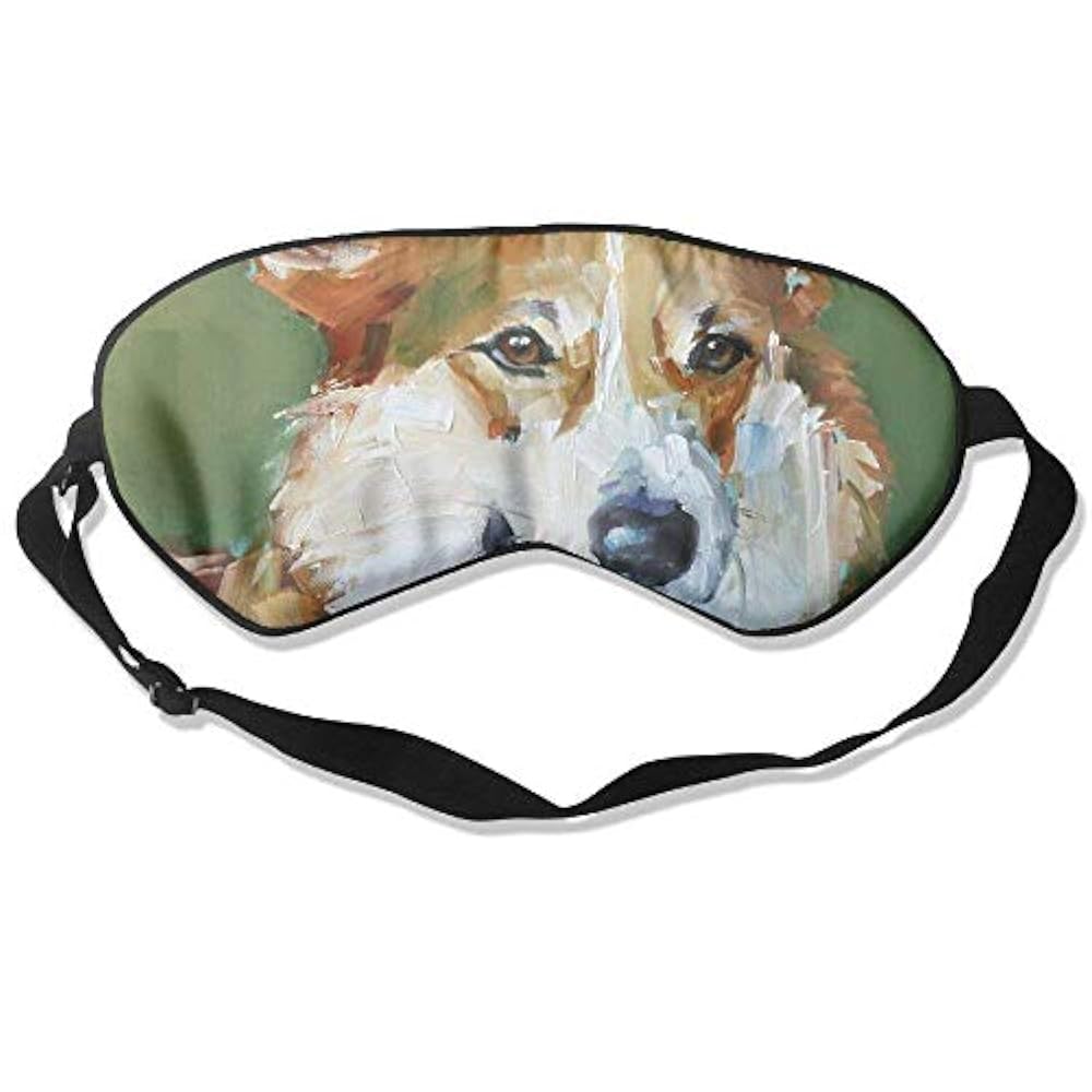 Sleep Eye Mask Dog Painting Lightweight Soft Blindfold Adjustable Head Strap Eyeshade Travel Eyepatch